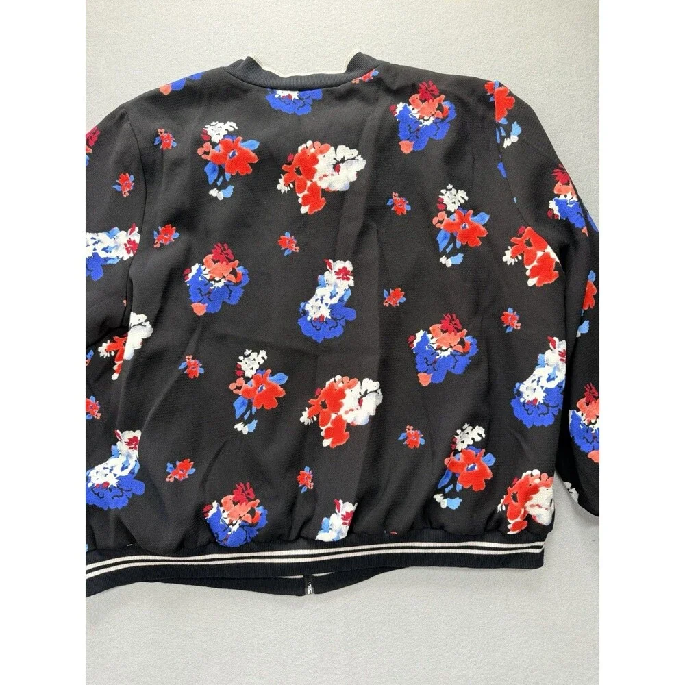 Vince Camuto 3X Plus Size Floral Bomber Jacket Black Zip Front Women’s
